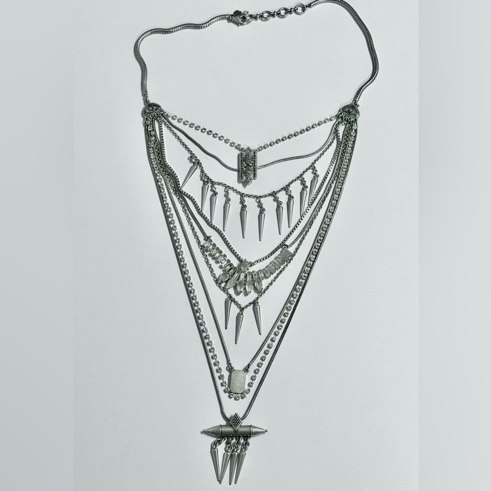 Lucky Brand Silver Layered Statement Necklace